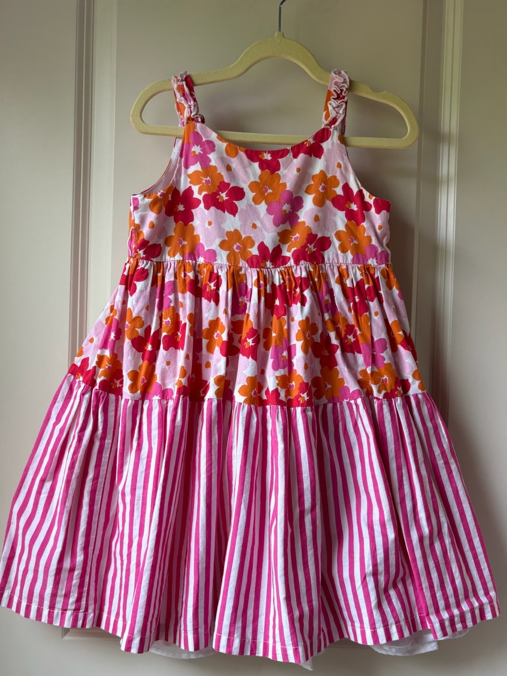 Pink Floral & Orange Accent Tiered Sundress / SZ 5 (EUC)